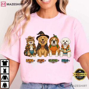 Spooky Dog And Cat Cute Halloween Pet T Shirt (4)