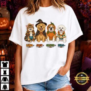 Spooky Dog And Cat Cute Halloween Pet T Shirt (1)