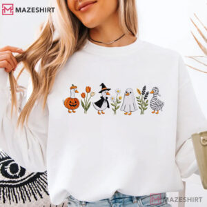 Halloween Witch Ghost Pumpkin Goose Spooky Embroidered Sweatshirt (2)