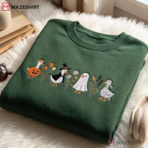 Halloween Witch Ghost Pumpkin Goose Spooky Embroidered Sweatshirt (1)