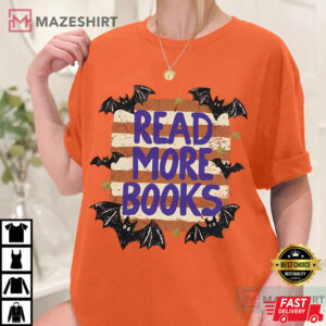 Read More Books Halloween Book Lover Spooky Bat T-Shirt