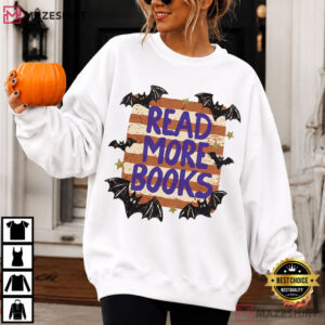Read More Books Halloween Book Lover Spooky Bat T Shirt (3)