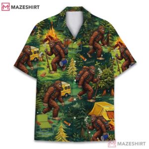Bigfoot Sasquatch Camping Forest Hiking Adventure Hawaiian Shirt (4)