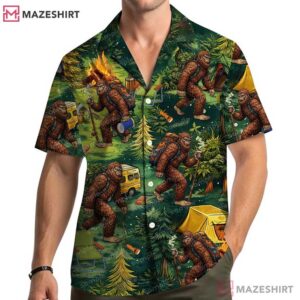 Bigfoot Sasquatch Camping Forest Hiking Adventure Hawaiian Shirt (1)