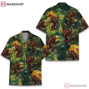 Bigfoot Sasquatch Camping Forest Hiking Adventure Hawaiian Shirt (2)