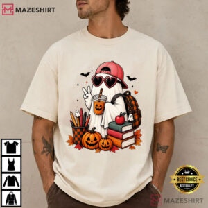 Halloween Back To School Spooky School Ghost T Shirt (4)