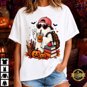 Halloween Back To School Spooky School Ghost T Shirt (1)