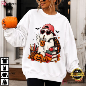 Halloween Back To School Spooky School Ghost T Shirt (2)