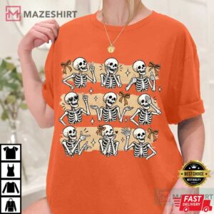 Halloween Funny Skeleton Bow Gothic Sarcastic T Shirt (2)