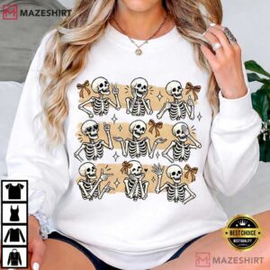Halloween Funny Skeleton Bow Gothic Sarcastic T Shirt (3)