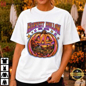 Harvest Hollow Halloween Pumpkin Spooky Season Est 1962 T Shirt (1)