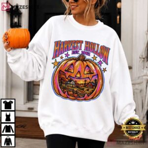 Harvest Hollow Halloween Pumpkin Spooky Season Est 1962 T Shirt (2)