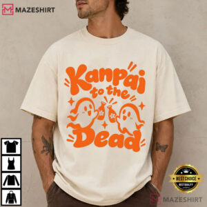 Kanpai To The Dead Funny Japanese Ghost Halloween T Shirt (1)