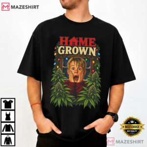 Home Grown Funny Christmas Stoner Home Alone Parody T Shirt (4)