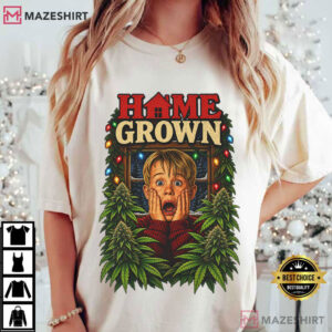 Home Grown Funny Christmas Stoner Home Alone Parody T Shirt (1)