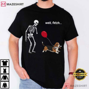 Basset Hound Dog Lover Halloween Skeleton Balloon T Shirt (1)