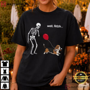 Basset Hound Dog Lover Halloween Skeleton Balloon T Shirt (2)