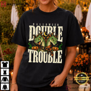 Halloween Dragon Double Trouble Vintage Spooky T Shirt (1)