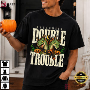 Halloween Dragon Double Trouble Vintage Spooky T Shirt (2)
