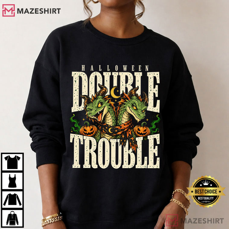 Halloween Dragon Double Trouble Vintage Spooky T-Shirt Halloween Dragon Double Trouble Vintage Spooky T-Shirt