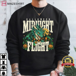 Halloween Midnight Flight Dragon Spooky Moon Graphic T Shirt (4)