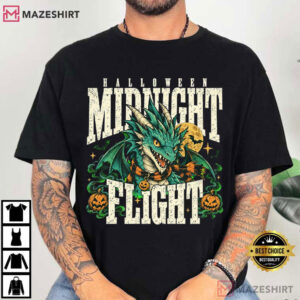 Halloween Midnight Flight Dragon Spooky Moon Graphic T Shirt (2)