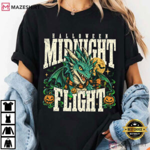 Halloween Midnight Flight Dragon Spooky Moon Graphic T Shirt (3)