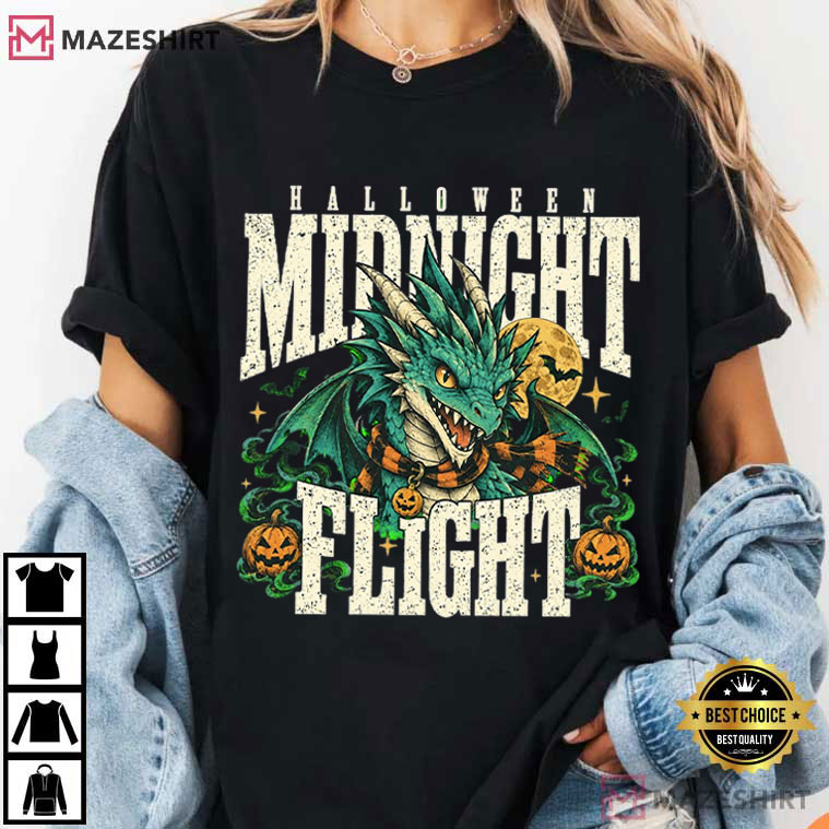 Halloween Midnight Flight Dragon Spooky Moon Graphic T-Shirt Halloween Midnight Flight Dragon Spooky Moon Graphic T-Shirt