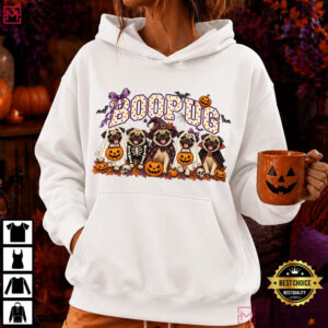 Halloween Boo Pug Dog Spooky Season T Shirt (4)