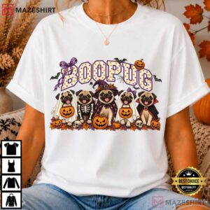 Halloween Boo Pug Dog Spooky Season T Shirt (3)