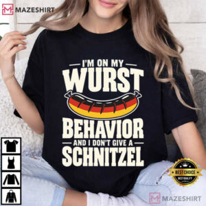 I'm On My Wurst Behavior Funny Schnitzel Sausage German Flag T Shirt (1)