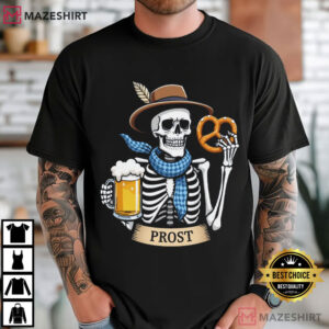 Oktoberfest Skeleton Prost Beer Spooky Fall T Shirt (4)