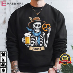 Oktoberfest Skeleton Prost Beer Spooky Fall T Shirt (1)