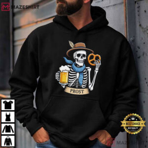 Oktoberfest Skeleton Prost Beer Spooky Fall T Shirt (2)