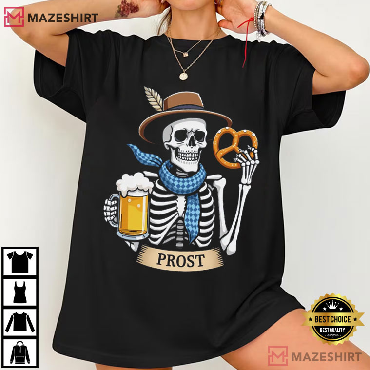 Oktoberfest Skeleton Prost Beer Spooky Fall T-Shirt Oktoberfest Skeleton Prost Beer Spooky Fall T-Shirt