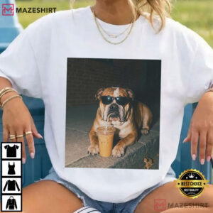 English Bulldog Dog Iced Coffee Funny T Shirt (1)