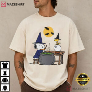 Snoopy Halloween Witch Retro Vintage Ringer T Shirt (4)