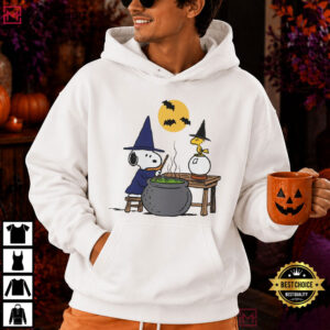 Snoopy Halloween Witch Retro Vintage Ringer T Shirt (3)