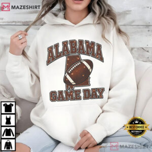 Alabama Game Day Football Copper Faux Glitter State Map T Shirt (4)