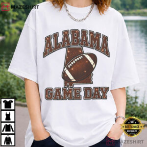 Alabama Game Day Football Copper Faux Glitter State Map T Shirt (1)