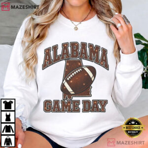 Alabama Game Day Football Copper Faux Glitter State Map T Shirt (2)