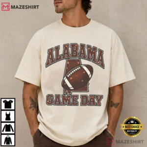 Alabama Game Day Football Copper Faux Glitter State Map T Shirt (3)