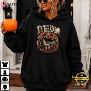 Tis The Season Ghost Vintage Halloween Football Spooky T Shirt (4)