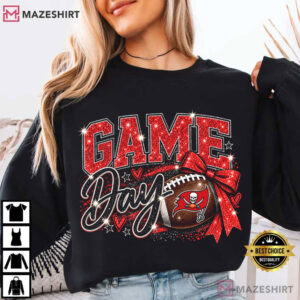 Tampa Bay Buccaneers Game Day Glitter Football T Shirt (1)
