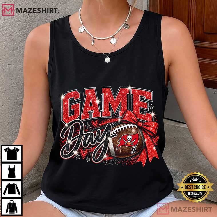 Tampa Bay Buccaneers Game Day Glitter Football T-Shirt Tampa Bay Buccaneers Game Day Glitter Football T-Shirt
