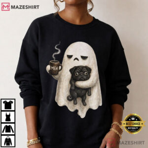 Ghost And Pug Funny Coffee Halloween Dog Lover T Shirt (4)