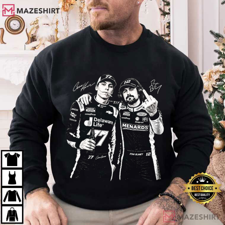Carson Hocevar Ryan Blaney Middle Finger Vintage Racing T-Shirt Carson Hocevar Ryan Blaney Middle Finger Vintage Racing T-Shirt