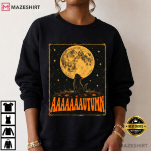 Autumn Vintage Black Cat Halloween Funny Fall Cat T Shirt (4)