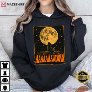 Autumn Vintage Black Cat Halloween Funny Fall Cat T Shirt (1)