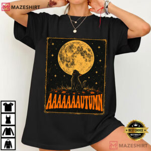 Autumn Vintage Black Cat Halloween Funny Fall Cat T-Shirt